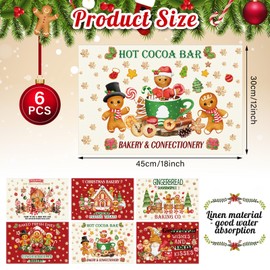 Hushee 6 Pcs Christmas Placemats 12" x 18" Washable Dining Table Mats Heat Resistant Xmas Place Mats Retro Santa Cardinal Nutcracker Printed for Kitchen Xmas Party Winter Home Decoration (Gingerbread)