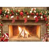 Christmas Fireplace Backdrop 7x5ft – Festive Holiday Mantel Scene with