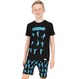 laughZuaia Boys Emote Legend Dance Gaming Black Blue Cotton Short Pajamas(140, Style 4)
