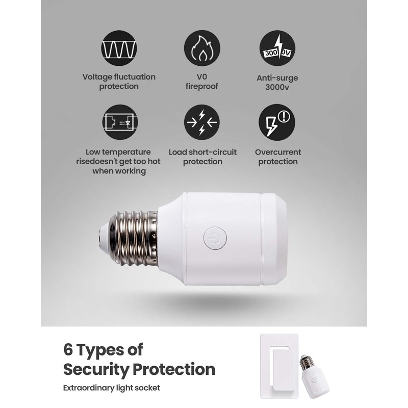 Zoiinet 500W Remote Control Light Bulb Socket, Wireless Light Switch
