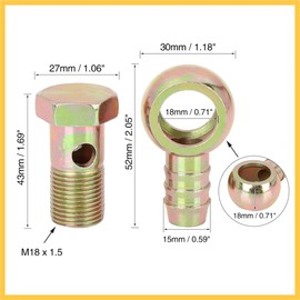 REPAIROCK 18mm Banjo Hose Barb Bolt Fitting Banjo Bolt Washer Metal for Motorcycle Car Auto Replacement Parts