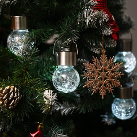 GIGALUMI 16 Pack Solar Outdoor Lights, Solar Hanging Lights for Christmas Decoration-Cracked Glass Solar Lights Outdoor Waterproof for Garden, Yard, Fence, Tree(Cold White)