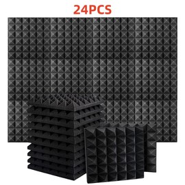 12/24/48pcs 2" Thickening Acoustic Wall Panel Tiles Studio Music Sound Proofing Insulation Foam Pads Set , High Density Noise Absorbing Soundproofing Foam For Reading Room Meeting Room Study Library Club Cinema:_24PCS