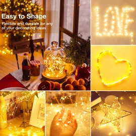 kolpop 3 Pack LED Fairy Lights Battery Operated, Mini Twinkle String Lights Battery Powered Waterproof for Christmas Mason Jars Party,Warm White