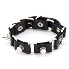 P-Rize Bracelet, Unisex, Spiky Studs, Articulated Type, Leather, Wristband, Mine Type, Punk V Type, Fashion, Leather, No Stone