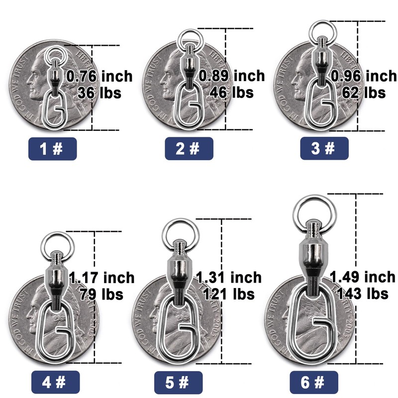 FishTrip Ball Bearing Swivel with Oval Split Rings