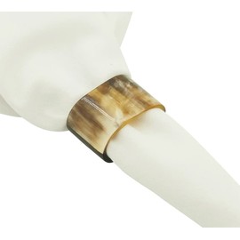 Fennco Styles Brown Buffalo Oval Horn Napkin Rings, Set of 4 - Handcrafted Natural Horn Napkin Holders for Home, Dining Table, Banquet, Family Gathering, Holiday, Farmhouse and Special Occasion