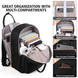 YAMTION Laptop Backpack Women's 15.6 Inch School Backpack Girls Teenagers with USB Charging Port & Laptop Compartment, School Bag Women for School University Travel Work