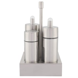 Stainless Steel Salt Pepper Spice Condiment Bottle Set Seasoning Container