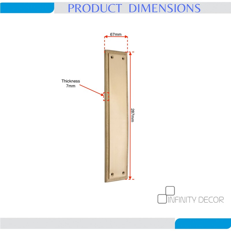 5mm Heavy Duty Solid Cast Brass Georgian Finger Plate Door
