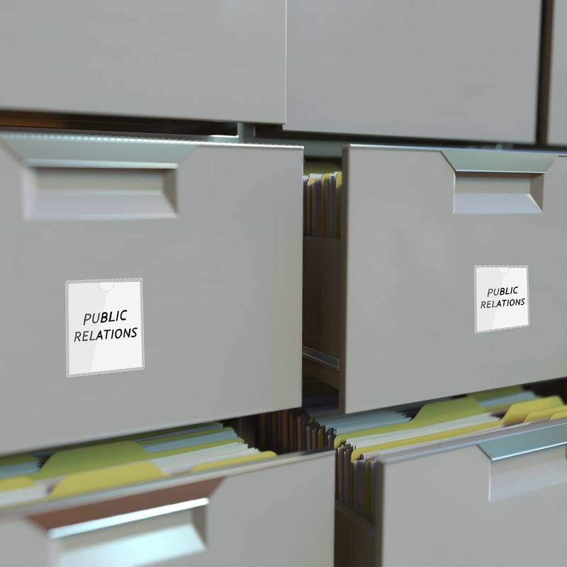 Chinco 50 Pack Clear Adhesive Pockets, Labels for Storage Bins,