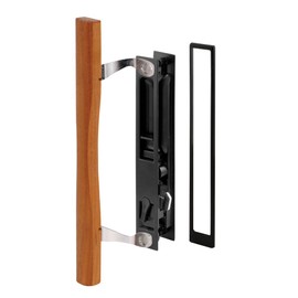 Prime-Line C 1130 Diecast Black Finish, Flush Sliding Patio Door Handle with Wood Pull, Croft (Single Pack)