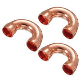 sourcing map U Shape Elbow 180 Degree Copper Pipe Fitting Sweat Welding Solder Connection 10mm ID for HVAC, Air Conditioning Refrigeration System, Pack of 3