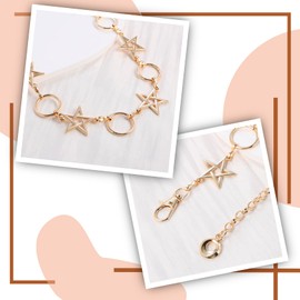 MILAKOO Gold Waist Chain Belt for Women Gifts Star Pentagram Adjustable Size Link Body Chain O-rings