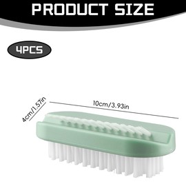 Lotsdonxia 4-Pack Two Sided Nail Cleaning Brushes, Dual Soft and Stiff Bristle Scrubbers with Anti-Slip Grip, Portable Fingernail & Toenail Supplies for Men, Women or Children