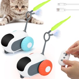 2Pack Remote Control Cat Toy,Interactive Cat Toy with 2-Speed Adjustment, Enrichment Toys for Indoor Cats, Automatic Toy with USB Rechargeable, Hunting Toy for Indoor (Mix)