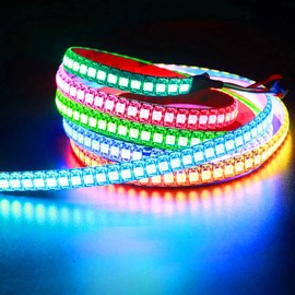 Boarda WS2812B RGB 5050SMD Individual Addressable LED Strip, 3.3FT 144 Pixels Flexible White PCB Full Dream Color Strip IP30 DIY Projects for PC/TV