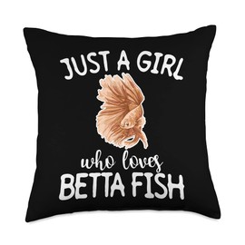 Betta Fishes Kleidung Beta Fish Desins Just A Girl Who Loves Betta Fish Throw Pillow, 18x18, Multicolor