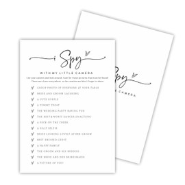 Hsupl Minimalism Bridal Shower Game Cards, I Spy with My Little Camera, Double-Sided Wedding Party Game Cards for 30 Guests, Engagement Party Activities, Newlyweds Party Decoration & Supplies - A02