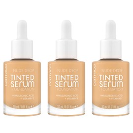 Catrice Nude Drop Tinted Serum Foundation, No. 020W, Nude, Long-Lasting, Mattifying, Natural, for Sensitive Skin, Vegan, Oil-Free, Perfume, No Alcohol, Pack of 3 (3 x 30 ml)