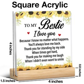 Bestie Gift, Women Friendship Gift Ideas, Thank You Gifts for Bestie, to My Bestie Clear Desk Decorative Sign Acrylic Plaque Sign Home Desk Decor (4x4 Inch)