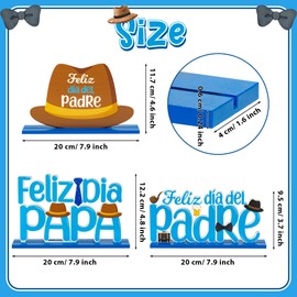 Haooryx Father's Day Spainish Wood Centerpieces 3Pcs Feliz Dia Papa Wooden Table Topper Sign Detachable Tabletopper Indoor Mantel Shelf Decor for Father's Day Party Home Supplies Birthday Photo Prop