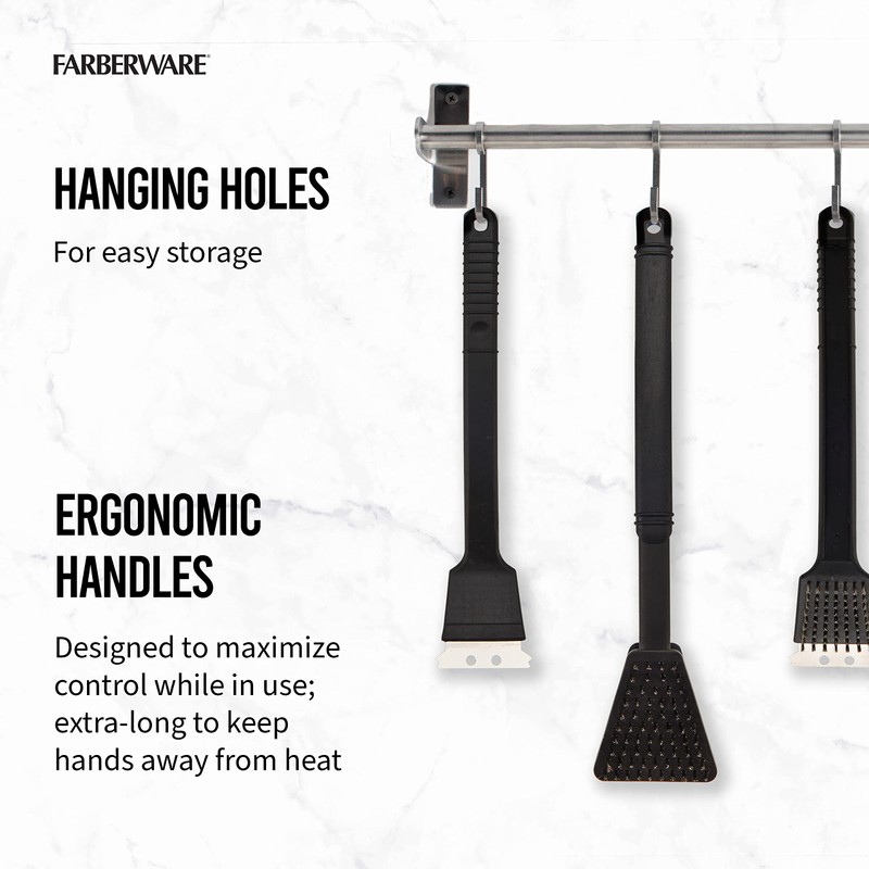 Farberware Barbecue Grill Brushes, Set of 3, Black
