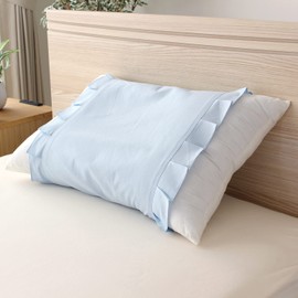 MNP4501-76 Merry Night Pillow Cover, Ruched Both Sides, Blue, Approx. 17.7 x 27.6 inches (45 x 70 cm), Compatible with Pillows 13.8 x 16.9 x 24.8 inches (35 x 50 - 43 x 63 cm), Tie Back Type, 100%