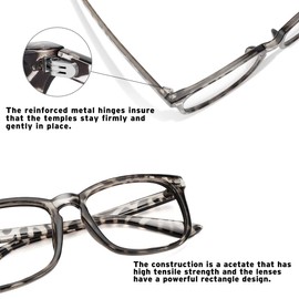 Blue Light Filter Glasses Unisex Nerd Non-Prescription Clear Lens Fake Glasses, Black + grey + transparent