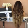 Women's Wig Long Black Brown Gradient Curly Wavy Synthetic Hair