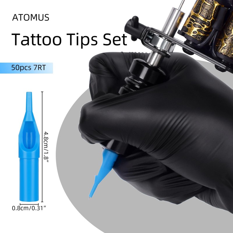 ATOMUS 10pcs 7RL Tattoo Needles 10pcs tips 7RT Disposable Medical