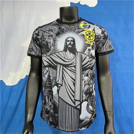 24 25 Brazil Rio De Janeiro City Jersey Jesus Statue National Team Short Sleeve Training Jersey 10 Neymar JR Football Jersey Does not apply - Colour: Please Select, Size: M