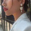Xerling Charm Pearl Earrings Elegant Dangle Hoop Earrings Pearl Cluster for Women Dangle Drop Stud Earrings