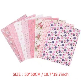 Uposao 8Pcs Printed Cotton Fabrics, 50 X 50 Cm Patchwork Squares Bundle Sewing Quilting Pre-Cut Quilting Assortment Fabric DIY Handmade Sewing Cloth for Clothing Sewing Craft