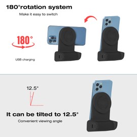 Magnetic Camera Handle BluetoothH Bracket, Detachable WirelessS Camera Shutter, Charging Stand Smartphone Camera Grip Holder WirelessS RC for Video Shooting Vlog (Black)