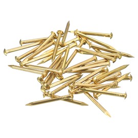 sourcing map 40 Pcs Small Tiny Nails 2mmx25mm(DXL) Tiny Brass Nails Hardware Nails Small Nail for Wooden DIY Decorative Boxes Household Accessories, Brass Tone