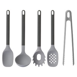 BergHOFF LEO 5Pc Cooking Utensil Set, Heat-resistant Silicone, Soft-touch Safe Grip Handle