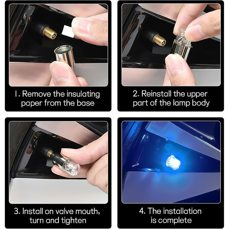 6 piezas de luz para válvula de neumático de coche,