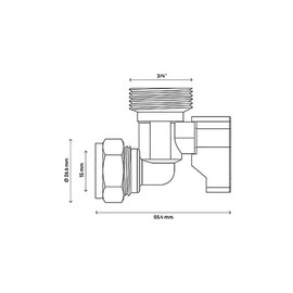 Angled Washing Machine Valve Appliance Tap Compression 15mm x 3/4