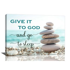 Scripture Wall Art Bible Verse Christian Gifts Canvas Give It To God Go To Sleep Wall Decor Inspirational Quote Prints Painting Religious Pictures Artwork for Bathroom Kitchen Living Dining 24"x16"