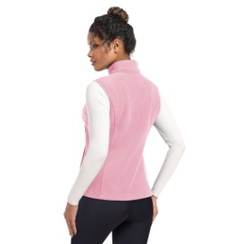 MAGCOMSEN Fleece Zipper Vest Women Lightweight Winter Sleeveless Jackets Outerwear Soft Fall Vest Pink L