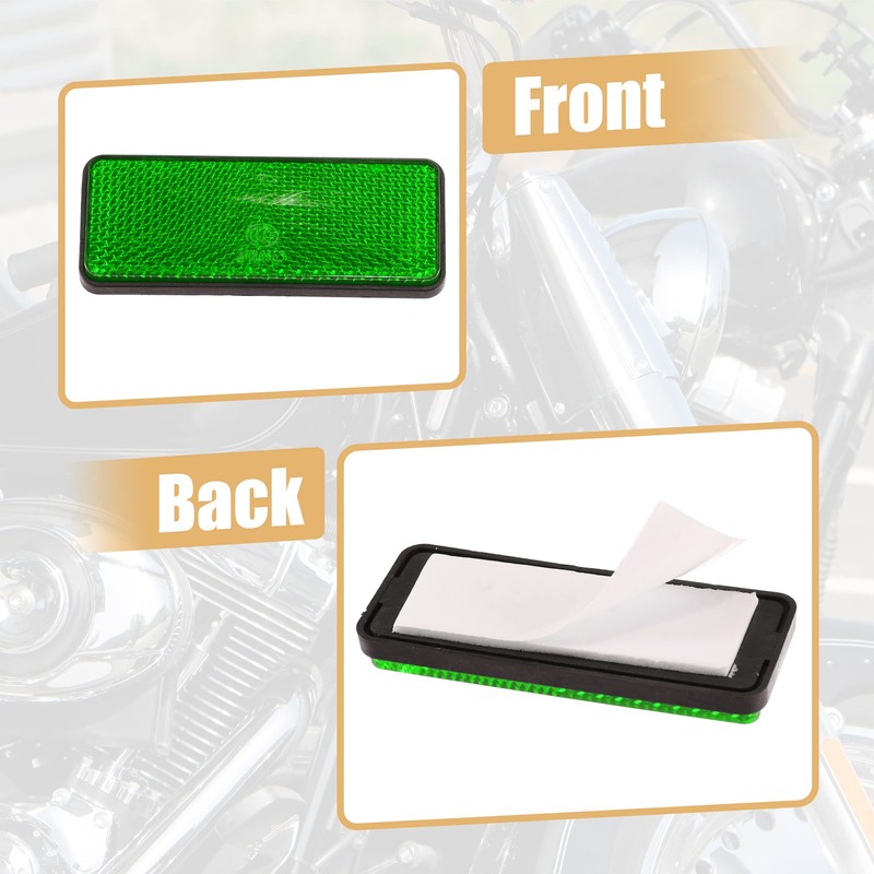 X AUTOHAUX 2 Pcs 87mm Green Universal Rectangular Reflective Warning