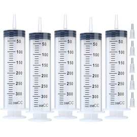 5pcs 350ml Syringe, Extra Large Plastic Syringes for Glue Dispensing, Scientific Labs, Watering, Refilling, Multiple Uses