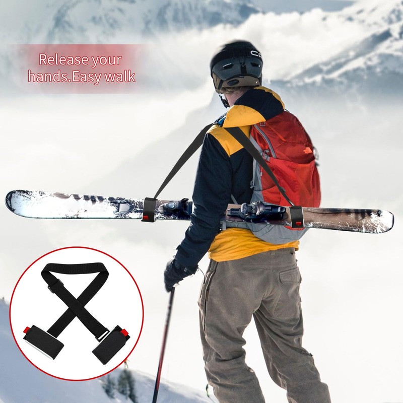 2PCS Ski Straps, Adjustable Ski Strap with Cushioned Fastener Tap,