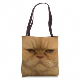 Funny Angry Tired Persian Cat Face Meme Blurry Photo Tote Bag