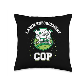Landscaper Gardener Gardening Lawn Care Lawn Enforcement Cop Cut Mower Grass Lawn Mowing Throw Pillow, 16x16, Multicolor