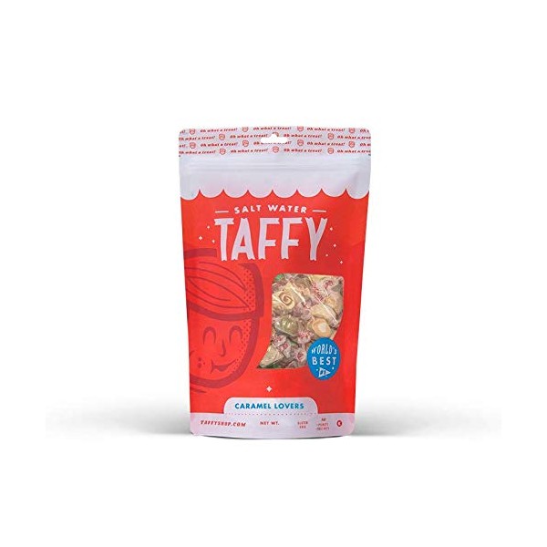 Taffy Shop Caramel Lovers Mix Salt Water Taffy - Small Batch Salt Water Taffies Made in the USA - Super Soft, and Sweet - Guaranteed Fresh - Gluten-Free, Soy-Free, Peanut-Free - 14 Oz Bag