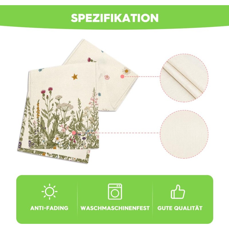 Artoid Mode Antique Herbs and Wild Flowers Spring Table Runner,