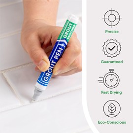 Grout Pen Tile Paint Marker: Waterproof Grout Paint, Tile Grout Colorant and Sealer Pen - Winter Grey, Narrow 5mm Tip (7mL)
