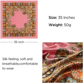 Fonyiunce Pack of 3 Faux Flower Bandana, Headscarves for Women, 90 x 90 cm, Large Square Satin Headscarf, Large Square Headscarf, Women, Smooth Silk Scarf, for Women's Hair, Daily or Party, colour